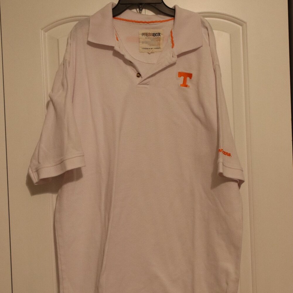 Press Box White University of Tennessee Short Sleeve Polo Size XXL Cotton/Poly